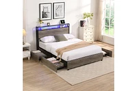 Queen bed frame with charging headboard