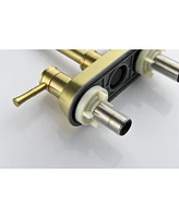 Brushed Gold 4 Inch 2 Handle Centerset Lead-Free Bathroom Faucet, Swivel Spout With Copper