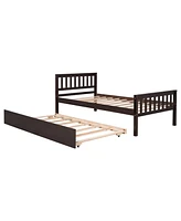 Streamdale Furniture Twin Bed with Trundle, Platform Bed Frame with Headboard and Footboard, for Bedroom Small Living Space, No Box Spring Needed, Esp