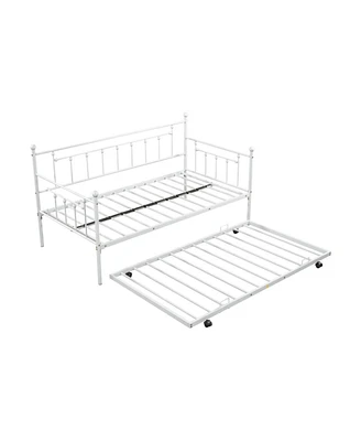 Simplie Fun Vintage Metal Twin Daybed with Trundle