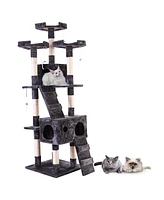 Simplie Fun Spacious Cat Tree with Cozy Condo, Scratching Posts, Toys, and Perch