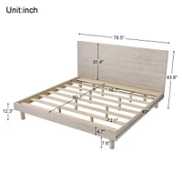 Modern Concise Style Solid Wood Grain Platform Bed Frame, Full, Stone