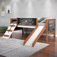 Streamdale Furniture Aurea Twin Loft Bed with Slide, Cherry Oak