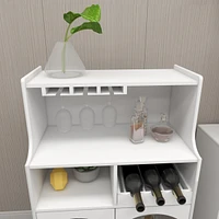 Living Room White Wine Cabinet With Removable Wine Rack And Wine Glass Rack, A Glass Door Cabinet