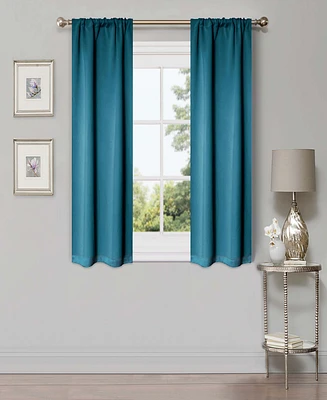 Superior Solid Classic Modern Wrinkle Resistant Room Darkening -Piece Curtain Set with Rod Pocket