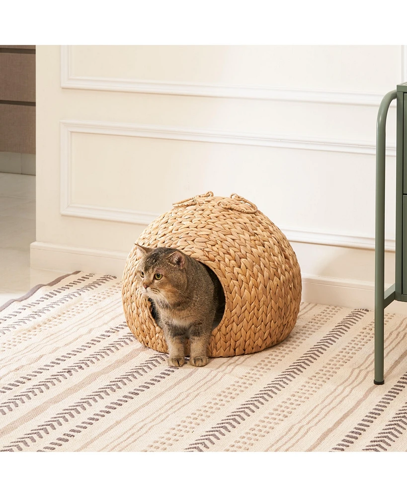 Simplie Fun Water Hyacinth Cat Bed Cave A Luxurious, Retreat