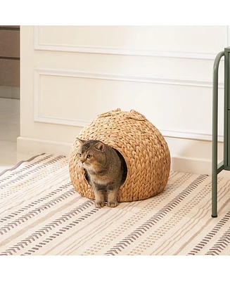 Simplie Fun Water Hyacinth Cat Bed Cave A Luxurious, Retreat