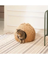 Simplie Fun Water Hyacinth Cat Bed Cave A Luxurious, Retreat