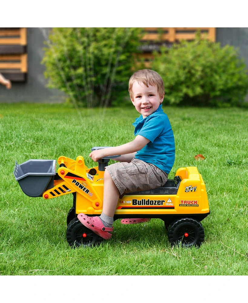 Simplie Fun Ride-On Bulldozer with Under-Seat Storage for Toys