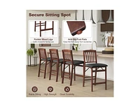 Slickblue Set of 2 Counter Height Chairs Folding Kitchen Island Stool with Padded Seat-Brown