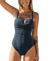 Cupshe Women's Wrap Front Plunge Cutout Back Tie One Piece Swimsuit