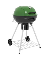 Outsunny 21" Kettle Charcoal Bbq Grill with Wheels Barbecue Smoker, Green