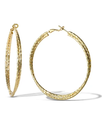 Jessica Simpson Womens Double Hoop Faceted Earrings - Gold-Tone Hoop Earrings