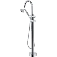 Streamdale Furniture Freestanding Tub Filler Bathtub Faucet Chrome With Hand Held Shower Floor-Mount