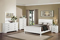 Classic Louis Philipe Style White Full Size Bed 1 Piece Traditional Design Sleigh Bed