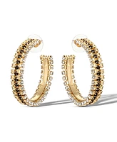 Jessica Simpson Flash Yellow Gold Plated Iron Glass Stone Hoop Earrings