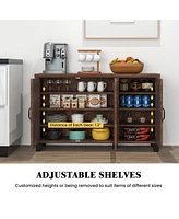 Slickblue 3-Door Buffet Sideboard with Adjustable Shelves and Anti-Tipping Kits