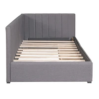 Upholstered Daybed With 2 Storage Drawers Twin Size Sofa Bed Frame No Box Spring Needed