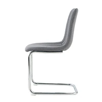 51.1" Glass Table & Fabric Chair set, Silver Metal Legs