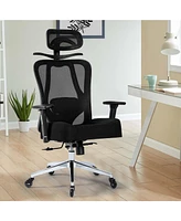 Simplie Fun Office Chair, Ergonomic Home Office Desk Chairs, Swivel Chair with 2DLumbar Support and 3D Headrest,Mesh Comfortable Work Chair Adjustable