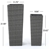 Wicker & Iron Patio Planter Set - Elegant Herb & Flower Pots