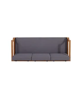 Streamdale Furniture Mid-Century Luxury Outdoor Sofa Acacia Wood and Water-Resistant Cushions