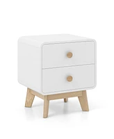 Slickblue Nightstand with 2 Drawers Solid Rubber Wood Legs
