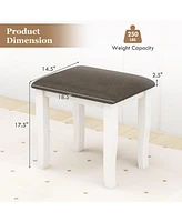 Slickblue Faux Leather Vanity Stool Chair Set of 2 for Makeup Room and Living Room-Grey and White