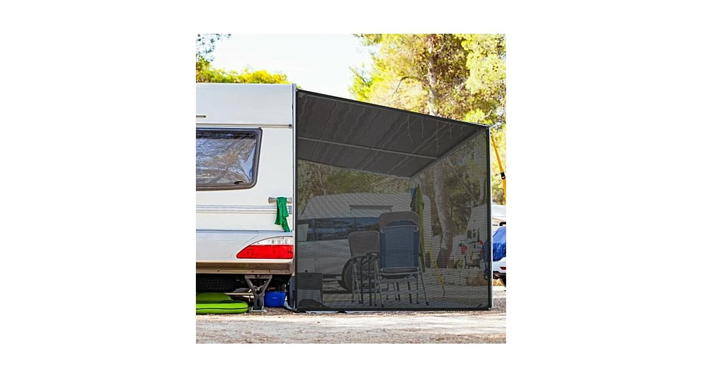 Slickblue 9 x 7 Feet Rv Awning Side Mesh Screen Sunshade with Complete Kits