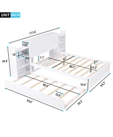 Streamdale Furniture Queen Size Storage Platform Bed With Pull Out Shelves And Twin Xl Size Trundle