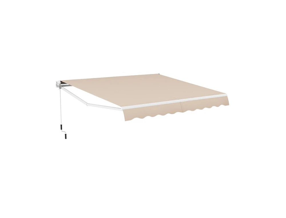 Slickblue 12 x 10 Feet Retractable Patio Awning Aluminum Sunshade Shelter-Beige