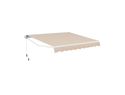 Slickblue 12 x 10 Feet Retractable Patio Awning Aluminum Sunshade Shelter-Beige