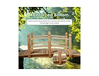 Slickblue 5' Wooden Garden Bridge Arc Stained Finish Footbridge Decorative