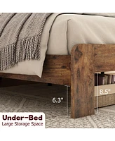 Streamdale Furniture Full Size Wood Platform Bed Frame, Noise Free, Easy Assembly, Under Bed Storage