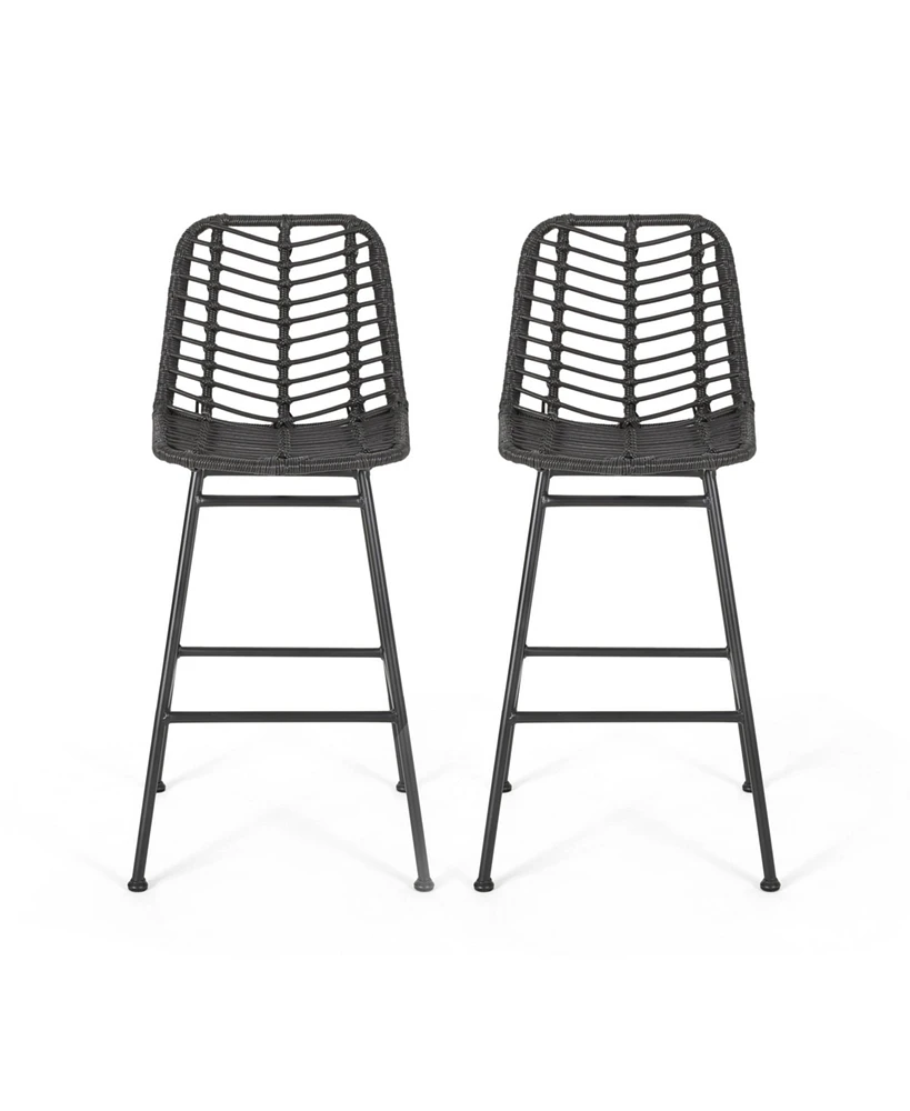 Simplie Fun Exclusive Wicker Barstools for Chic Outdoor Ambiance (Set of 2)