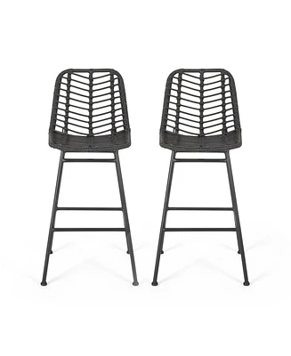 Simplie Fun Exclusive Wicker Barstools for Chic Outdoor Ambiance (Set of 2)