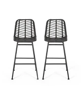 Simplie Fun Exclusive Wicker Barstools for Chic Outdoor Ambiance (Set of 2)