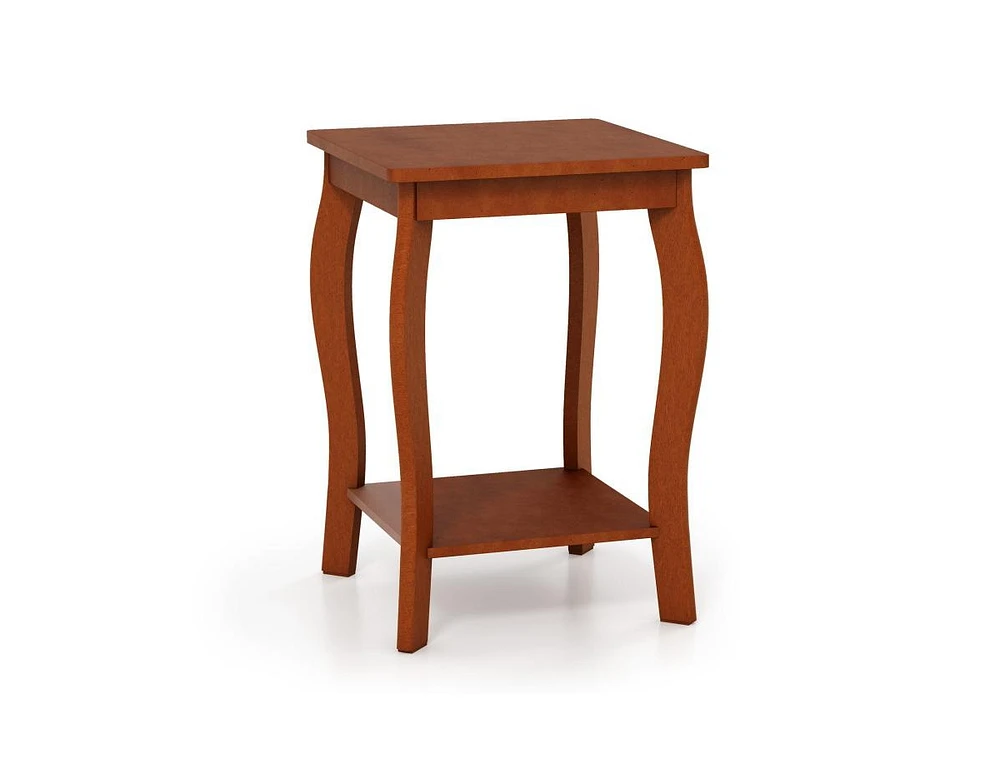 Slickblue 15 Inch 2-Tier Square End Table with Storage Shelf-Walnut