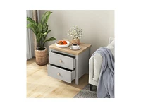 Slickblue 2-Drawer Nightstand with Rubber Wood Legs