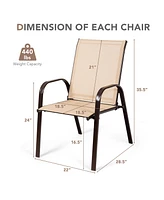 Gymax Set of 2 Patio Chairs Dining w/ Steel Frame Yard Outdoor Beige