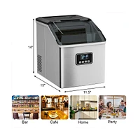 Slickblue 48 lbs Stainless Self-Clean Ice Maker with Lcd Display