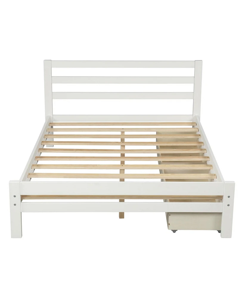 Simplie Fun Wood Platform Bed With Two Drawers, Full