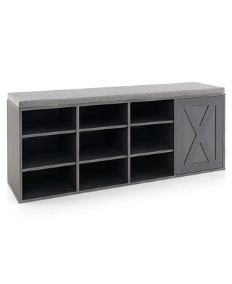 Slickblue 9-cube Shoe Bench with Adjustable Shelves and Removable Padded Cushion