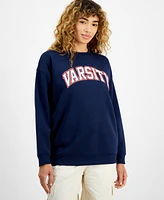 Ultra Flirt Juniors' Oversized Varsity Graphic Sweatshirt