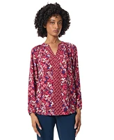 Jones New York Women's Printed Raglan-Sleeve Top