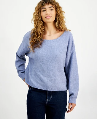 Hippie Rose Juniors' Oversized Boat-Neck Sweater