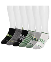 Muk Luks Men's 6 Pack Pickleball Ankle Socks, Black/Green, One Size