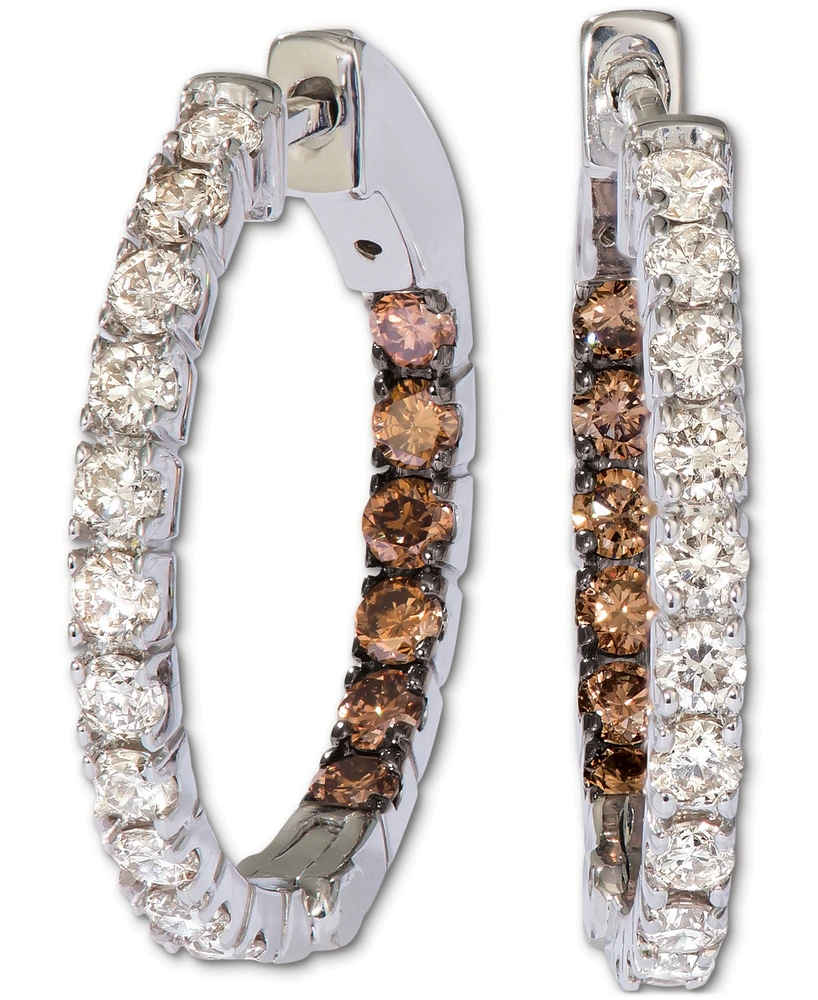 Le Vian Nude Diamond & Chocolate Diamond In & Out Small Hoop Earrings (1 ct. t.w.) in 14k Gold, 0.87"