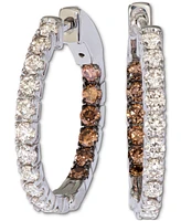 Le Vian Nude Diamond & Chocolate Diamond In & Out Small Hoop Earrings (1 ct. t.w.) in 14k Gold, 0.87"