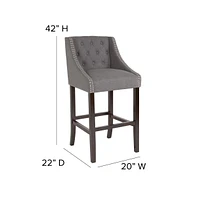 Hadleigh Upholstered Barstool 30" High Transitional Tufted Barstool With Accent Nail Trim